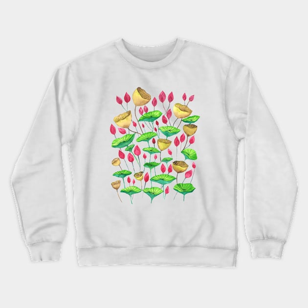 Lotus Flower buds and pods, Peace, Meditation, yoga, Buddhism Crewneck Sweatshirt by Veda Murthy Art